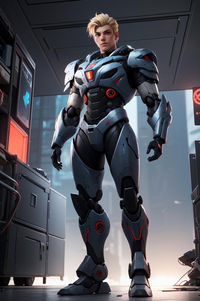 381610-1633649802-Pixar render,Unreal Engine,cinematic shot,best quality, masterpiece, realistic,1boy, beautiful ,black armour,mecha,cyberpunk,blo.png